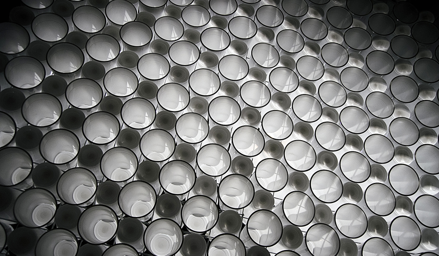 An image showing an installation made out of approximately 3.000 polypropylene 200ml cups